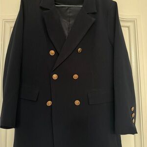Double-Breasted Navy Blazer with Gold Buttons